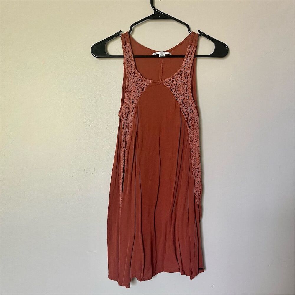 Women's XS Orange Crochet Inset Knit Short Dress Casual